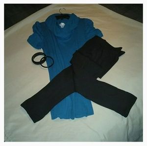 Turquoise Cowl neck sweater/ OBO